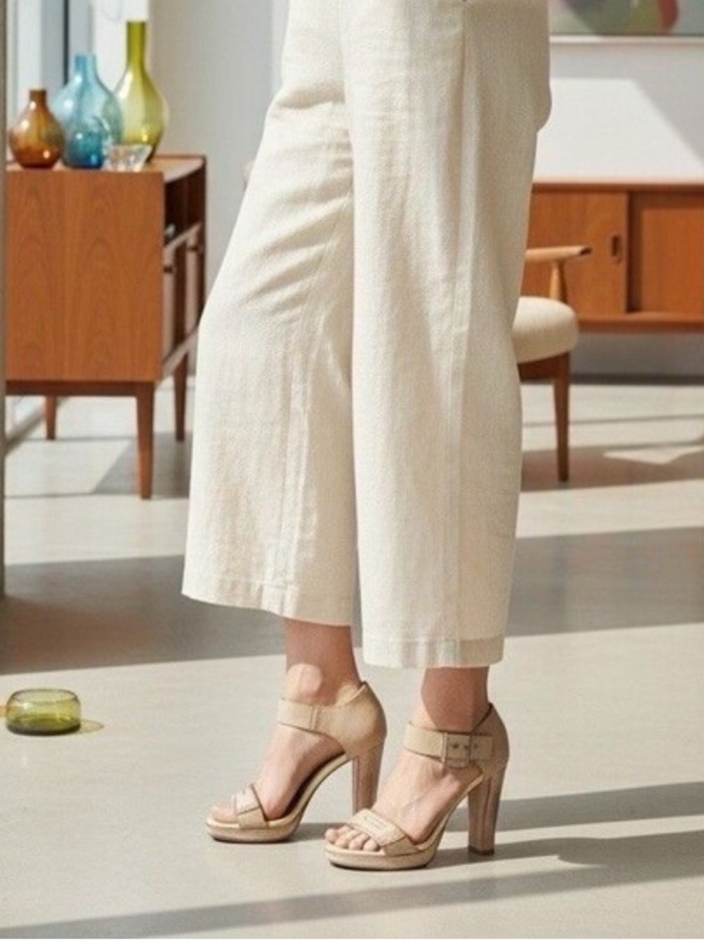 Brunello Cucinelli Beige Distressed  Leather Penny Heels EU37.5 Women’s 7.5